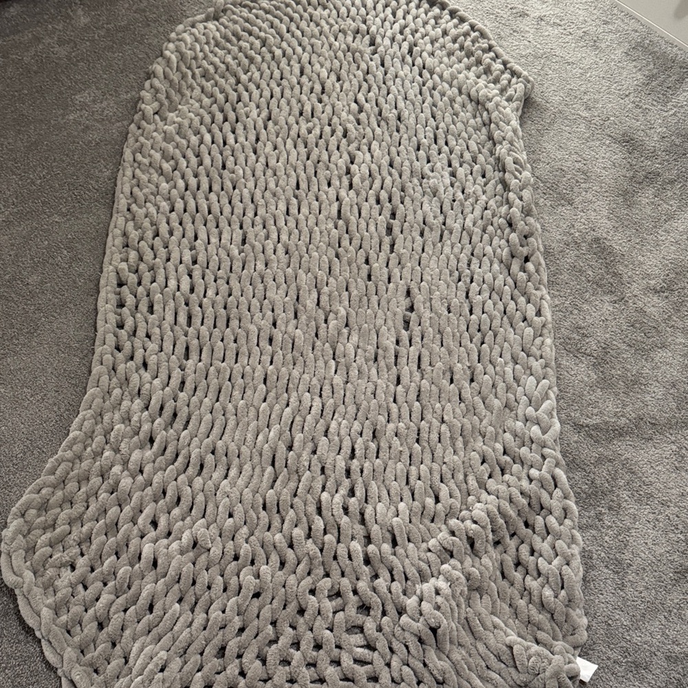 Plush Chunky Knit Throw Blanket - Gray